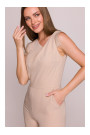 S407 Elegant jumpsuit with asymmetrical neckline - beige