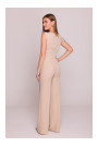 S407 Elegant jumpsuit with asymmetrical neckline - beige