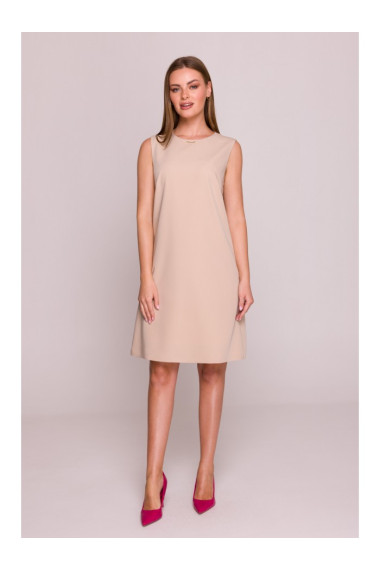 S408 Sleeveless shift dress - beige