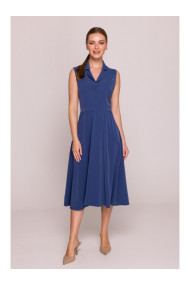 S409 Fit and flare shirt dress - blue