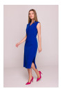 S410 A-line dress with tie detail V-shaped neckline - royal blue