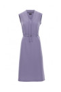 S410 A-line dress with tie detail V-shaped neckline - dove grey