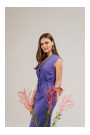 S410 A-line dress with tie detail V-shaped neckline - purple