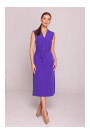 S410 A-line dress with tie detail V-shaped neckline - purple