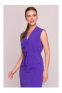 S410 A-line dress with tie detail V-shaped neckline - purple
