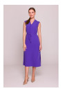 S410 A-line dress with tie detail V-shaped neckline - purple