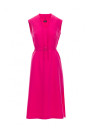 S410 A-line dress with tie detail V-shaped neckline - pink