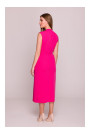 S410 A-line dress with tie detail V-shaped neckline - pink