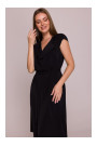 S411 Sleeveless dress with ruffled neckline - black