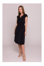 S411 Sleeveless dress with ruffled neckline - black