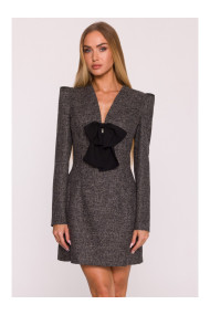 M869 Tweed V-neck dress - black