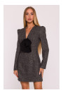 M869 Tweed V-neck dress - black
