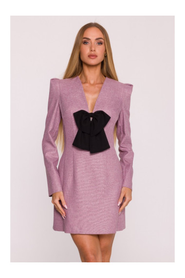 M869 Tweed V-neck dress - marsala