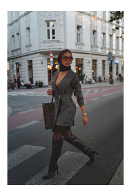 M871 Tweed wrap dress - black