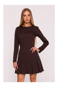 M872 Dress with inverted pleats - brown