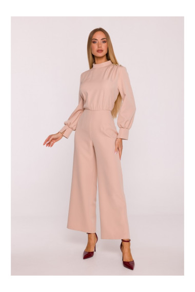 M879 Jumpsuit with stand-up collar - beige