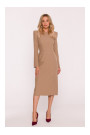 S412 Pencil dress with decorative shoulders - beige