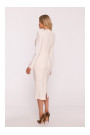 S412 Pencil dress with decorative shoulders - ivory
