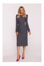 S412 Pencil dress with decorative shoulders - grey
