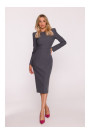 S412 Pencil dress with decorative shoulders - grey