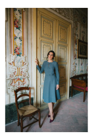 S413 Shift dress with bows - grey