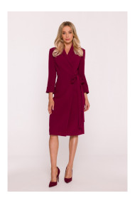 S415 Shirt dress tied at the waist - maroon