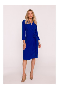S415 Shirt dress tied at the waist - royal blue