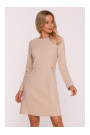 S419 Dress with decorative buttons at the waist - beige