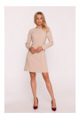 S419 Dress with decorative buttons at the waist - beige