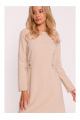 S419 Dress with decorative buttons at the waist - beige