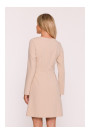 S419 Dress with decorative buttons at the waist - beige