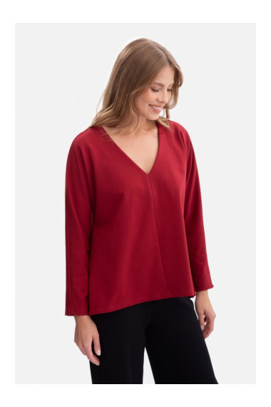 B304 Knit V-neck pullover top - maroon