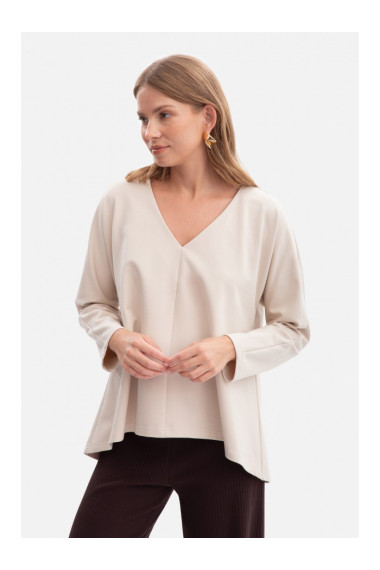 B304 Knit V-neck pullover top - sand