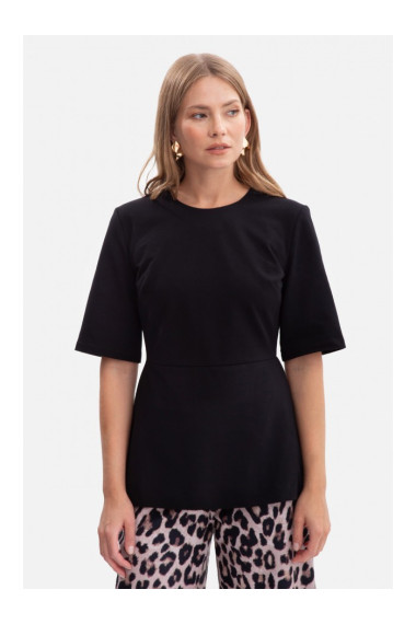 B305 Knit peplum top - black