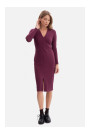 B307 Rib knit pencil dress - plum