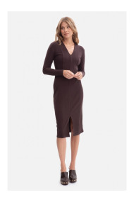B307 Rib knit pencil dress - dark chocolate