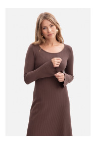 B308 Rib knit midi dress - brown