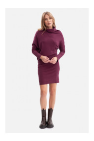 B309 Rib knit blouson dress - plum