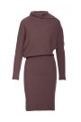 B309 Rib knit blouson dress - brown