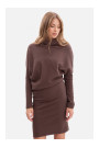 B309 Rib knit blouson dress - brown
