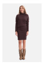 B309 Rib knit blouson dress - dark chocolate