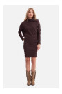 B309 Rib knit blouson dress - dark chocolate