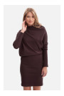B309 Rib knit blouson dress - dark chocolate