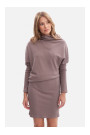 B309 Rib knit blouson dress - cocoa