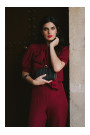 S421 Jumpsuit with a tie bow - maroon