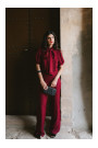 S421 Jumpsuit with a tie bow - maroon