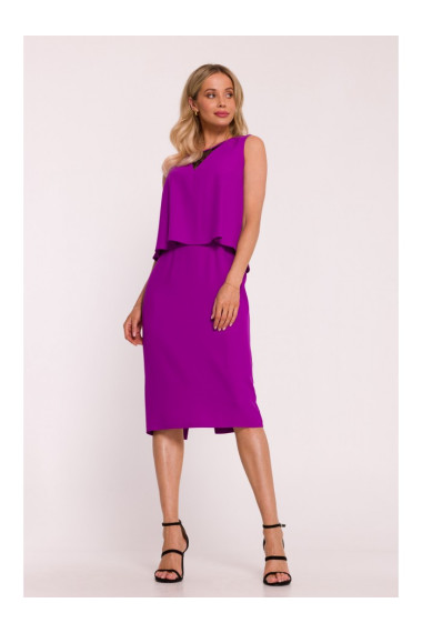 S422 Dress with lace insert - lavender