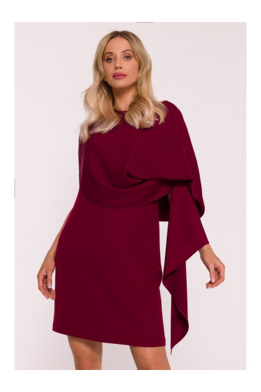 S423 Dress with cape - maroon