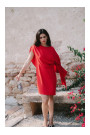 S423 Dress with cape - red
