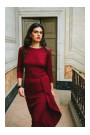 S425 Dress with ruffle detail - maroon